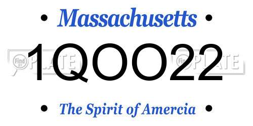 1QOO22 Massachusetts License Plate