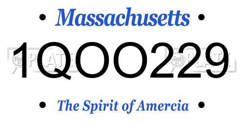 1QOO229 Massachusetts License Plate