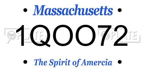 1QOO72 Massachusetts License Plate