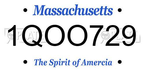 1QOO729 Massachusetts License Plate
