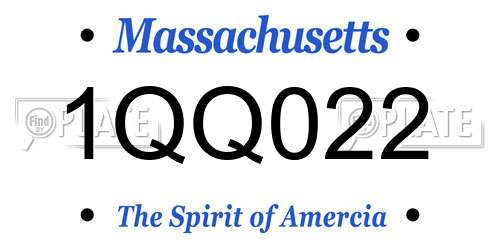 1QQ022 Massachusetts License Plate