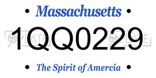 1QQ0229 Massachusetts License Plate