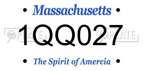 1QQ027 Massachusetts License Plate