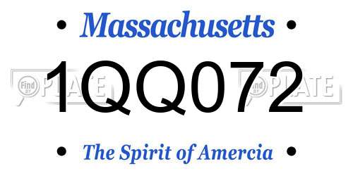 1QQ072 Massachusetts License Plate