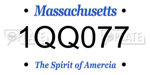 1QQ077 Massachusetts License Plate