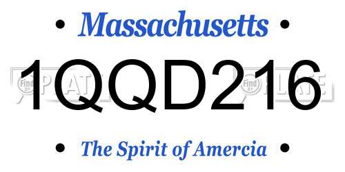 1QQD216 Massachusetts License Plate