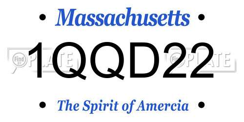 1QQD22 Massachusetts License Plate