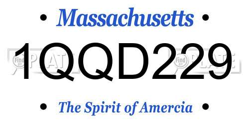 1QQD229 Massachusetts License Plate
