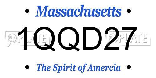 1QQD27 Massachusetts License Plate