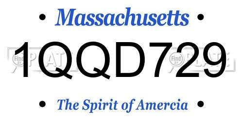 1QQD729 Massachusetts License Plate