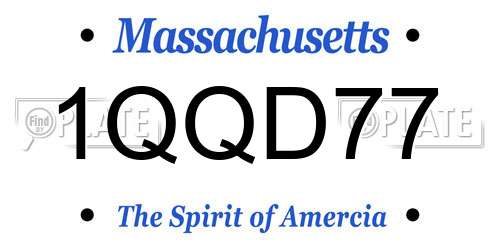 1QQD77 Massachusetts License Plate