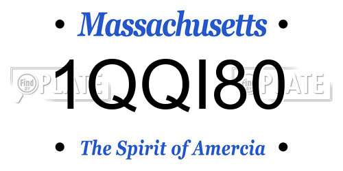 1QQI80 Massachusetts License Plate