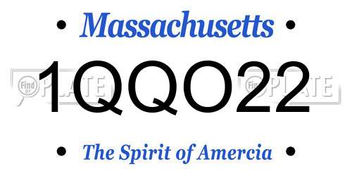1QQO22 Massachusetts License Plate