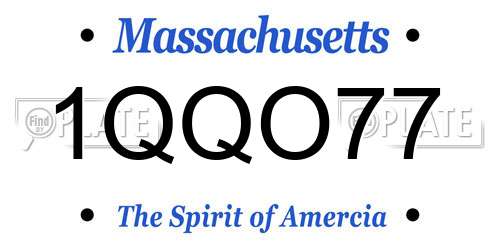 1QQO77 Massachusetts License Plate