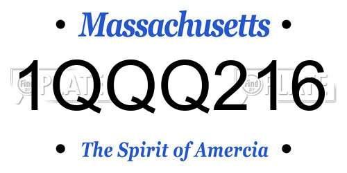 1QQQ216 Massachusetts License Plate
