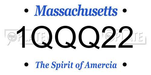 1QQQ22 Massachusetts License Plate