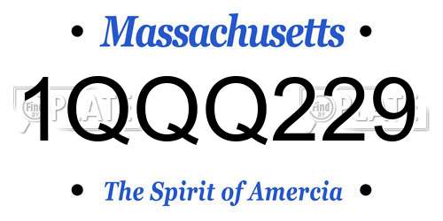 1QQQ229 Massachusetts License Plate
