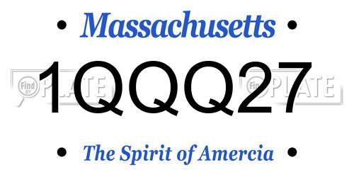 1QQQ27 Massachusetts License Plate