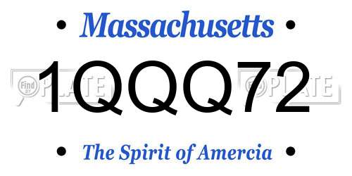 1QQQ72 Massachusetts License Plate