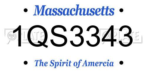 1QS3343 Massachusetts License Plate