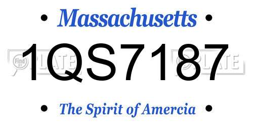 1QS7187 Massachusetts License Plate