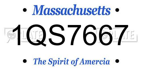1QS7667 Massachusetts License Plate