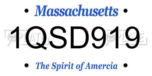 1QSD919 Massachusetts License Plate