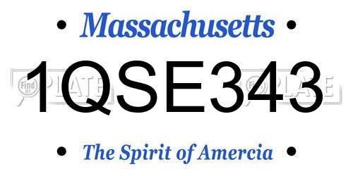 1QSE343 Massachusetts License Plate