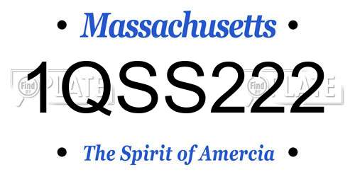 1QSS222 Massachusetts License Plate