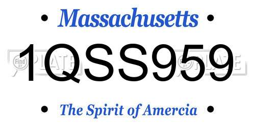 1QSS959 Massachusetts License Plate