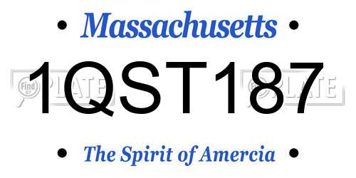1QST187 Massachusetts License Plate