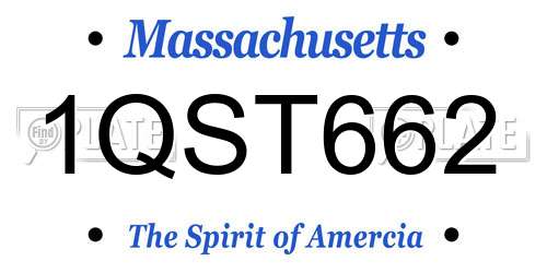 1QST662 Massachusetts License Plate