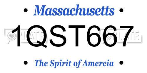 1QST667 Massachusetts License Plate