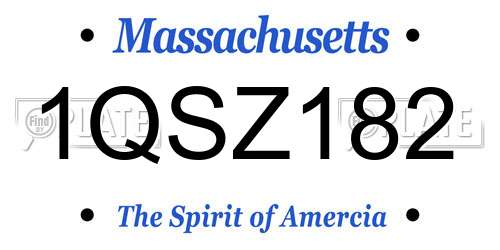 1QSZ182 Massachusetts License Plate