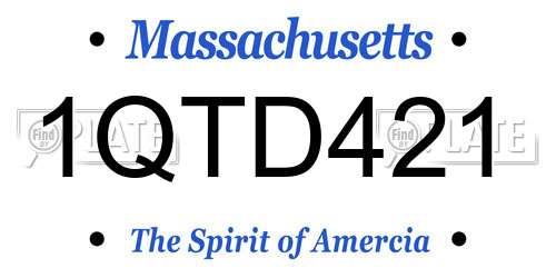 1QTD421 Massachusetts License Plate