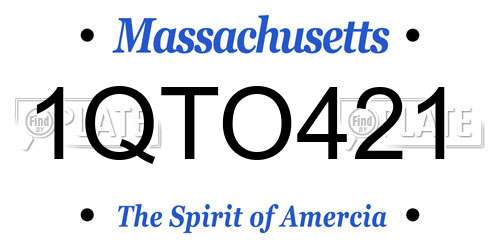 1QTO421 Massachusetts License Plate