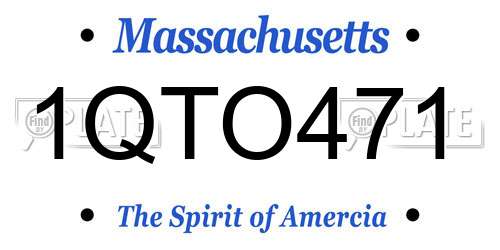1QTO471 Massachusetts License Plate