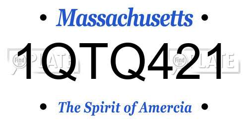 1QTQ421 Massachusetts License Plate