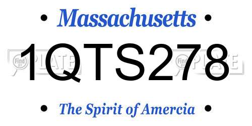 1QTS278 Massachusetts License Plate