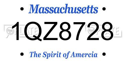 1QZ8728 Massachusetts License Plate