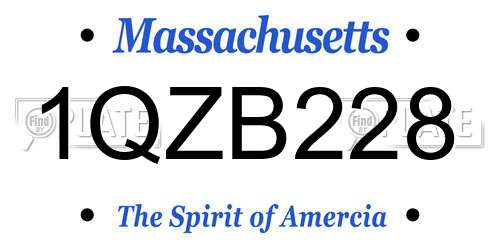 1QZB228 Massachusetts License Plate