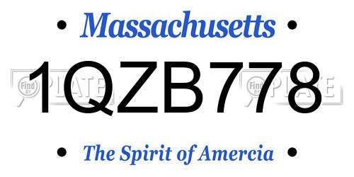 1QZB778 Massachusetts License Plate