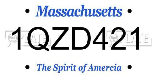 1QZD421 Massachusetts License Plate