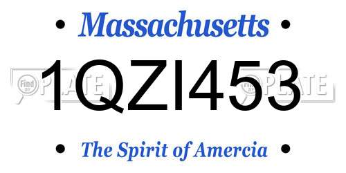 1QZI453 Massachusetts License Plate