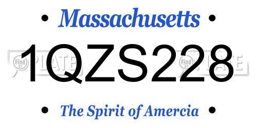 1QZS228 Massachusetts License Plate