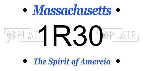 1R30 Massachusetts License Plate