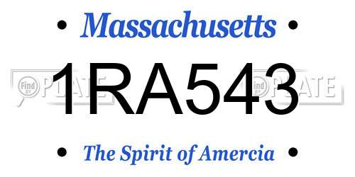 1RA543 Massachusetts License Plate