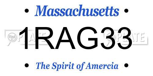 1RAG33 Massachusetts License Plate