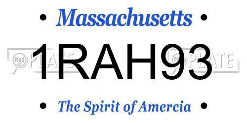 1RAH93 Massachusetts License Plate