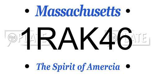 1RAK46 Massachusetts License Plate